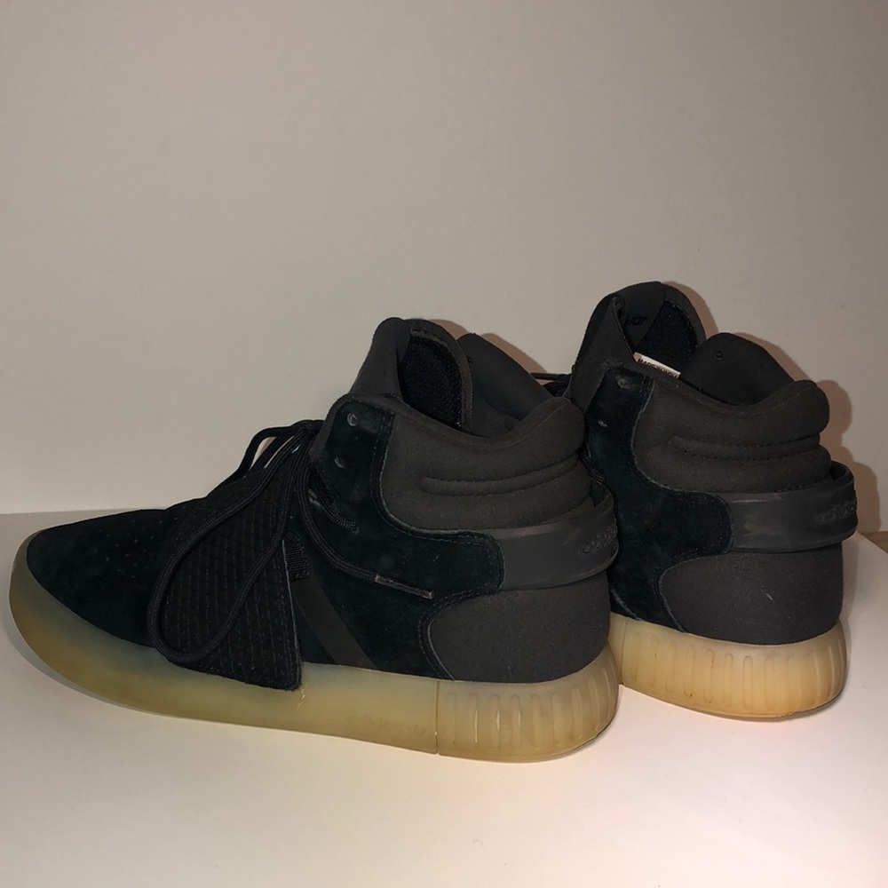 Adidas Men’s tubular suede high tops.